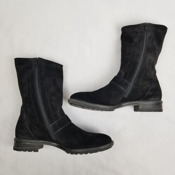 Paul Green Adison Biker Mid Calf Boot Black Suede - Picture 5 of 10